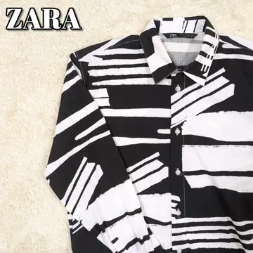 ZARA 자라 올 패턴 스트라이프 긴팔 셔츠 크레이지 디자인 M 사이즈
