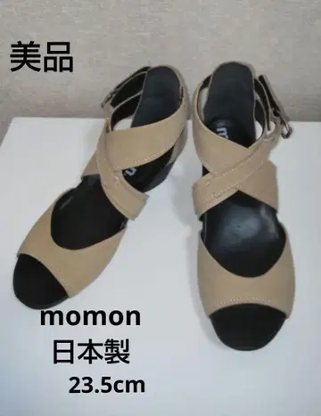 momon 일본제 여성용 샌들 23.5cm 베이지 크로스 스트랩