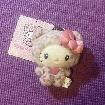 정품 갸루 곰 헬로키티 레오파드 무늬 핑크 마스코트 키링