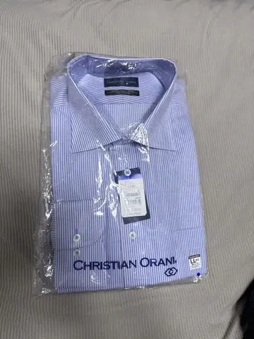 CHRISTIAN ORANI 드레스 셔츠 L 블루 화이트 스트라이프