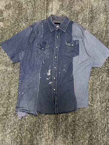 Wrangler 데님 리메이크 셔츠 (데미지드 톤)