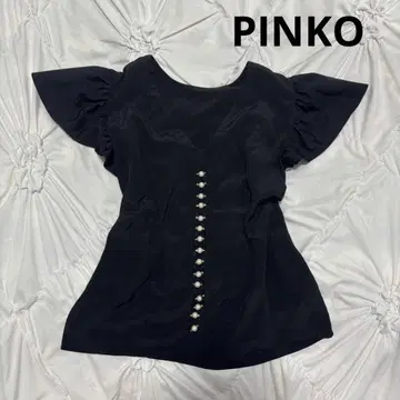 pinko 펄 버튼 반팔 블라우스