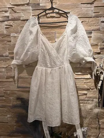 S nidel 스나이델 화이트 A라인 드레스 벌룬 슬리브