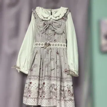 LIZLISA Whip Bear Home Cafe 패턴 원피스 핑크