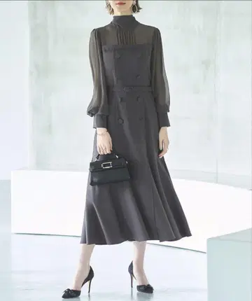 [새상품급] 하이넥 리본 머메이드 원피스 RUIRUE BOUTIQUE