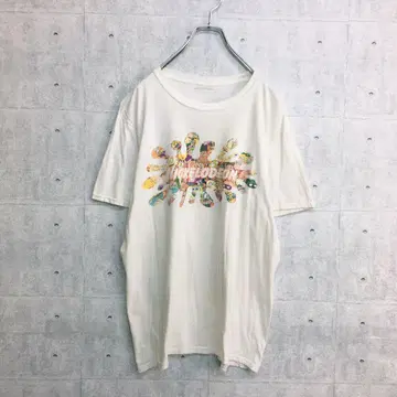 Z0173 빈티지 티셔츠 화이트 L 면100 빅 프린트 90s