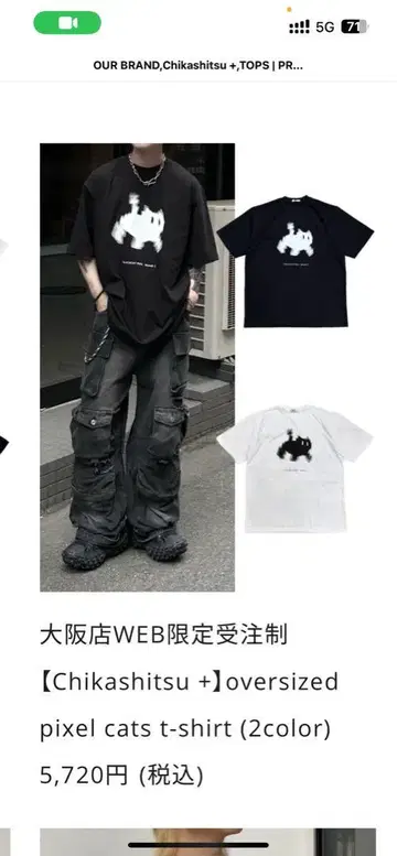 Chikashitsu +oversized pixelcats t-shirt