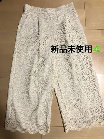 미사용 새상품 로페피크닉 팬츠 허리밴딩 와이드 팬츠 레이스