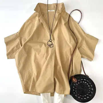 새상품급 플라주 코튼 스키퍼 블라우스 돌먼 슬리브 풀오버 반팔