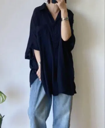 폴리느브로 시스루 롱 셔츠 블랙
