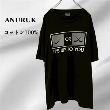[ ANURUK ] 티셔츠 [ L ] 블랙 패러디 반팔 코튼 100%