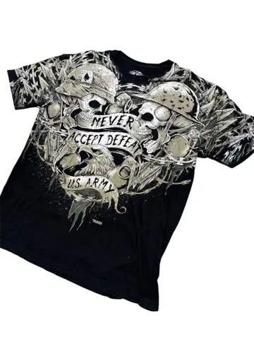 skull design y2k 7.62 블랙 티셔츠 빅 사이즈