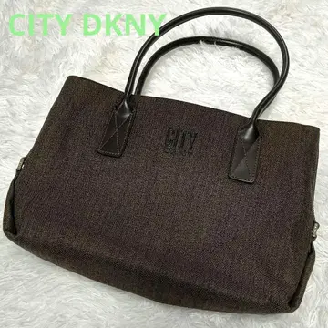 DKNY 다나캐란 토트백 숄더 브라운 코튼 나일론 계열