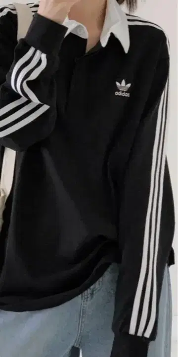 adidas 블랙 긴팔 피케 셔츠