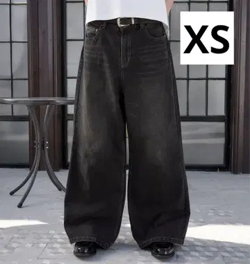 Regen Glanz 와이드 배기 데님 팬츠 XS 블랙 데님