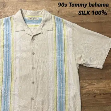 90s Tommy bahama 토미 바하마 오픈 카라 셔츠 실크 100%