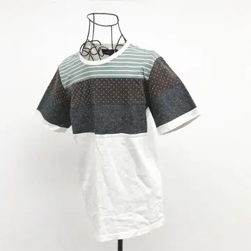 쉽스 제트 블루 티셔츠 S 보더 도트 반팔 면 100%