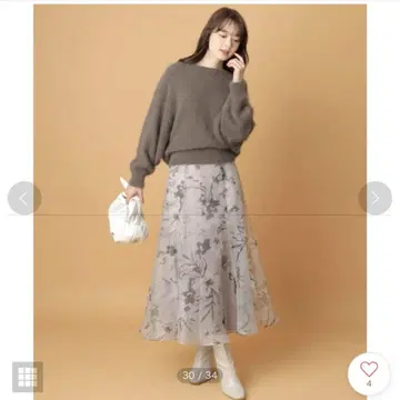 Mystrada 2way 플레어 스커트 꽃무늬 오간자 스커트 머메이드