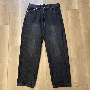 다크 데님 와이드 레그 팬츠