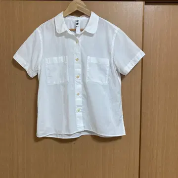 마가렛호웰 MHL 코튼 린넨 둥근 카라 반팔 셔츠
