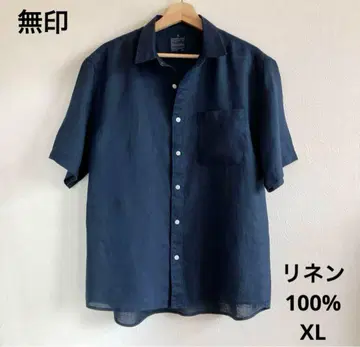 MUJI 린넨 워싱 반팔 셔츠 XL