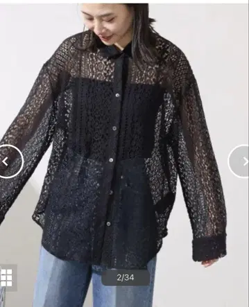 미사용품 저널 스탠다드 러셀 레이스 셔츠 블랙