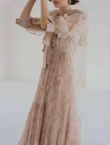 SNIDEL 스나이델 프릴 플리츠 프린트 원피스