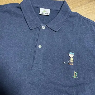 라코스테 피넛 콜라보 골프 피케 셔츠 찰리 브라운 네이비