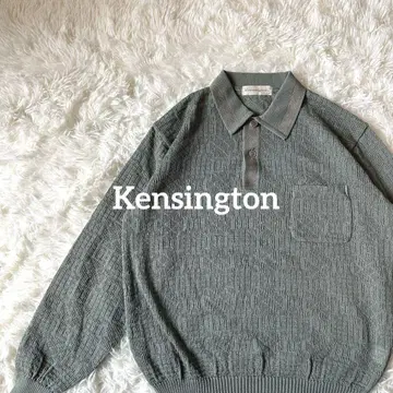 vintage 비침 있는 카라 니트 톤 다운 그린 S 레이어드