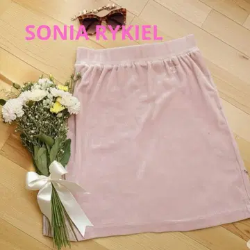 새상품급 SONIA RYKIEL 핑크 벨로아 스커트 귀엽고 고급스러움