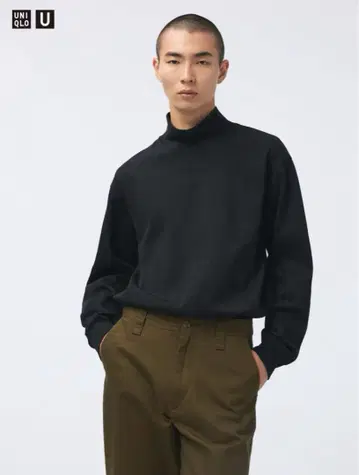 UNIQLO U 유니클로U 브러쉬드 모크넥 T셔츠 블랙 L 새상품
