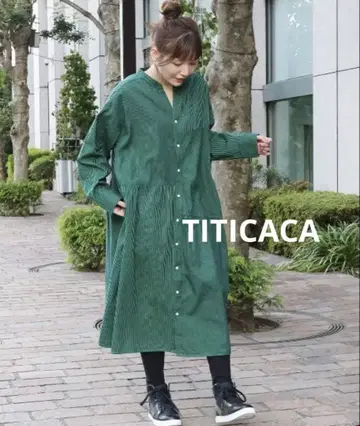 택 포함 새상품 티티카카 스트라이프 셔츠 원피스
