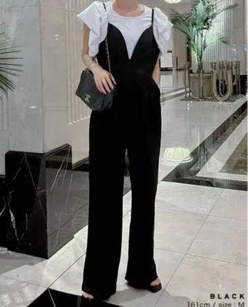 리디 자카드 플라워 무늬 캐미 올인원 살로펫 블랙 작은 키