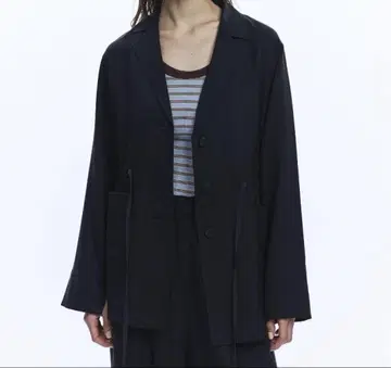 PUBLIC TOKYO 울 조젯 릴랙스 자켓 02 네이비