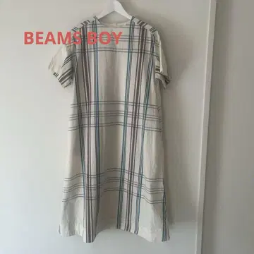 BEAMS BOY 반팔 롱 원피스 체크 무늬