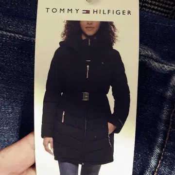 TOMMY HILFIGER 블랙 여성용 롱 다운 재킷