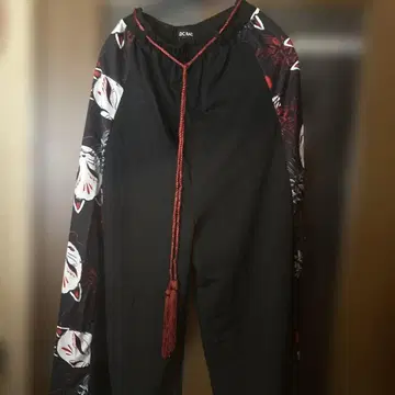 새상품 ACDC RAG 블랙 사이드 여우 가면 패턴 와이드 팬츠