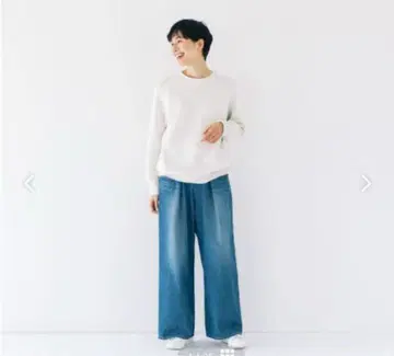 북유럽 깔끔해 보이는 인터턱 와이드 데님 S 인디고