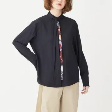 PS Paul Smith 워셔블 솔리드 조젯 블라우스 네이비 38