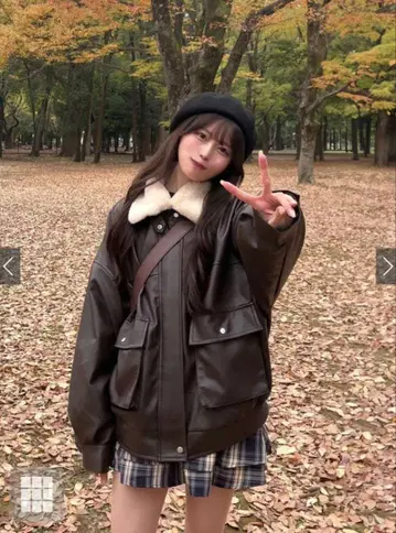 [새상품] GRL 포티 포트 포함 가죽 블루종 / F 사이즈 [브라운]