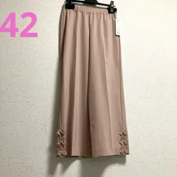슈퍼뷰티 42 택 포함 새 상품 사이드 리본 디자인 와이드 팬츠