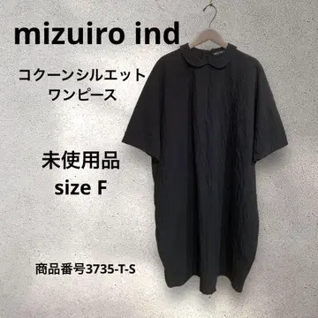 mizuiro ind 코쿤 원피스 반팔 둥근 카라 자카드 블랙 미사용품