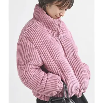 코듀로이 다운 자켓 핑크