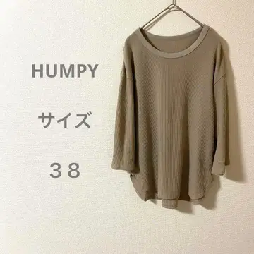 HUMPY 리브 베이지 5부 소매 티셔츠