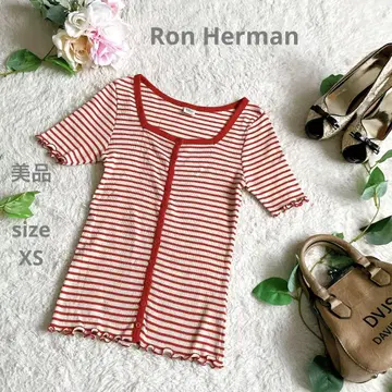 컨디션 최상 Ron Herman 보더 반팔 메로우 상의 리브 소재 XS