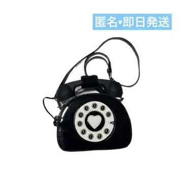 전화기 모양 숄더백 수화기 블랙 잭 포함 다이얼 하트 당일 발송