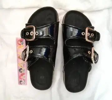 H&M 블랙 샌들 골드 컬러 금장 장식 하루 사용 컴포트 샌들 23cm