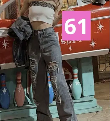 데미지 데님 와이드 팬츠 61 shoko 아베일