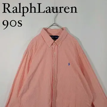 90s Ralph Lauren 긴팔 버튼다운 셔츠 스트라이프 XL