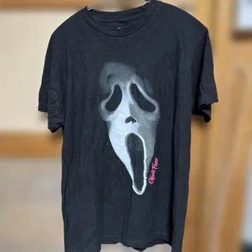 스크림 Ghost Face 페이스 프린트 티셔츠 블랙 L 사이즈